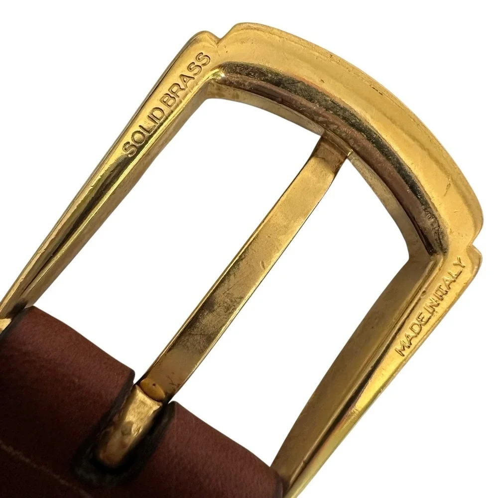 Johnston & Murphy‎ Belt Leather Brown Solid Brass Buckle Aniline Kipskin Size 40